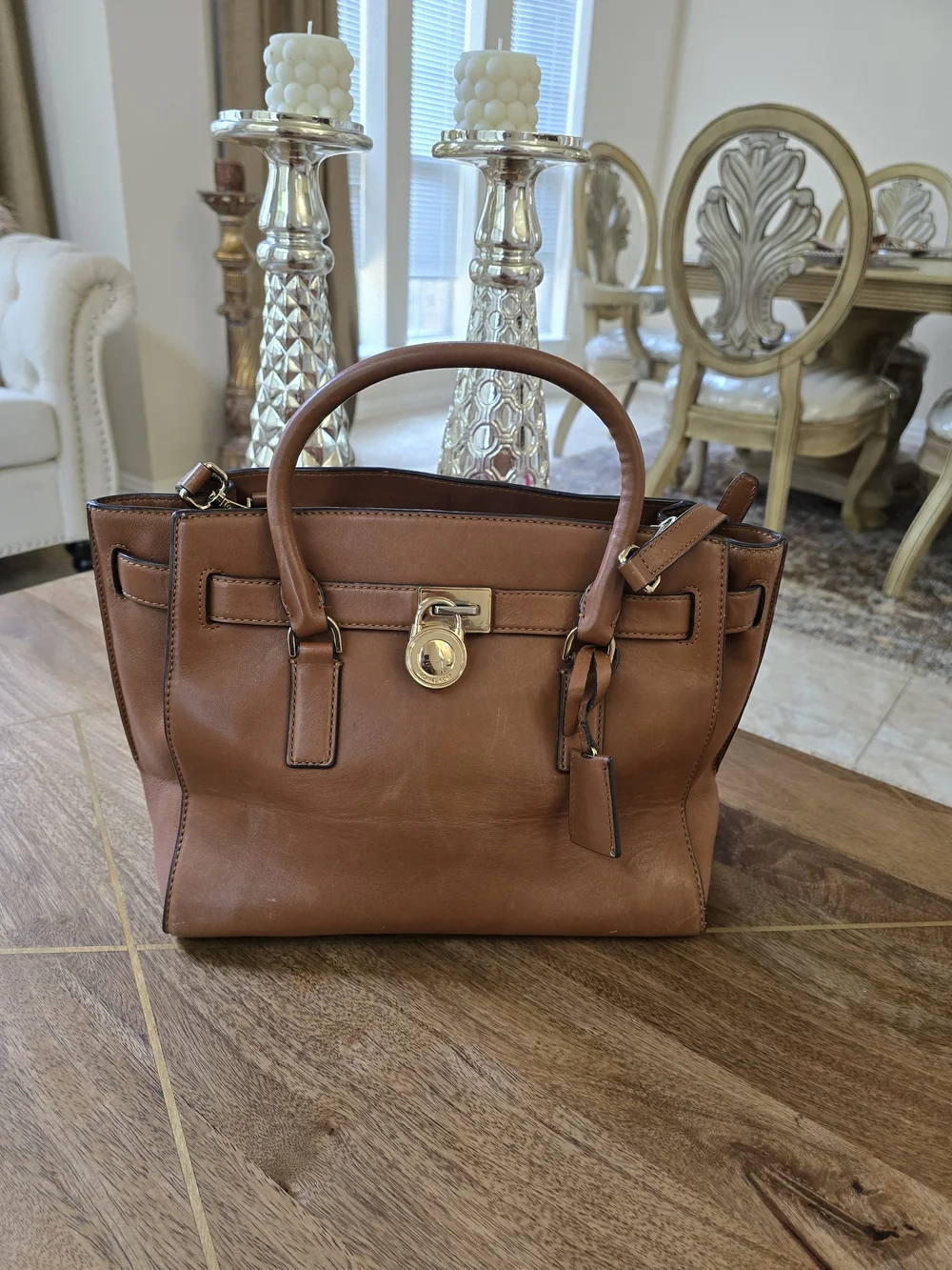 Brown Leather Satchel Handbag - Classic Women's Tote Michael  Kors